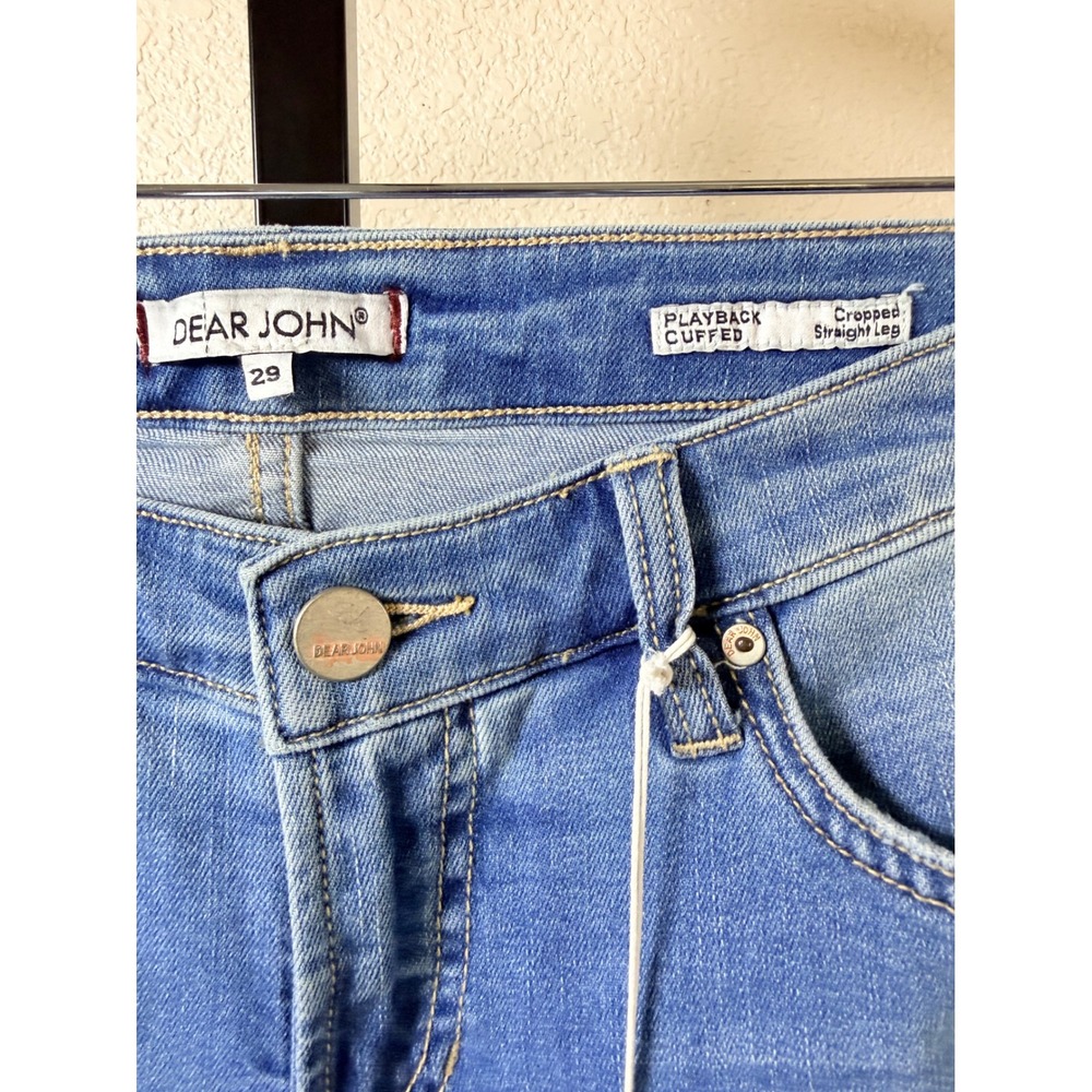 Dear John Playback Cuffed Cropped Straight Leg Distressed Jeans Light Size 29 - Picture 3 of 6